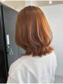 オレンジブラウン×くびれボブ