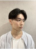 爽やかナチュラルパーマセンターパート清潔感黒髪韓国風