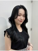 ブルーブラック くびれ巻き 韓国ヘア