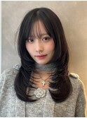 暗髪美髪レイヤーハッシュカット表参道ワンカールレイヤーくびれ