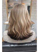 イチパーセント 横浜(1%)&nbsp;エンドカラー/ミルクティーベージュ/ミディアムレイヤーカット