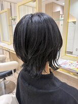 アッシュ 仙川店(Ash)&nbsp;30代40代50代60代マッシュウルフショートレイヤーブルーブラック