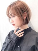 Say.ショートボブ丸みショートシルキーベージュアッシュベージュ