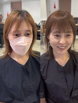 メモリーズ 表参道(Memories)&nbsp;30代40代50代耳かけショートボブ前髪あり丸みショート白髪ぼかし