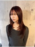 長崎 レイヤーカット ブリーチなしレッド