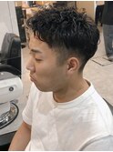 アップバングツーブロックパーマ
