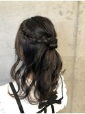 編み込みハーフアップ　北習志野