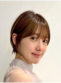 切りっぱなしボブエアリーロング美髪ピンクブラウン