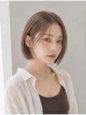船橋駅明るめブラウン前髪なしミニボブ透明感艶カラー