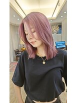 ブロッサム 東中野店 ダブルカラーケアブリーチベージュピンクボブ