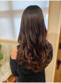 髪質改善トリートメントモカブラウンサラ艶レイヤーコテ巻き髪