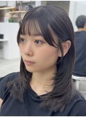 ◎小顔顔まわりレイヤー暗めカラーロングミディアム似合わせ前髪