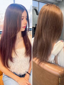 【ビフォーアフター】エクステ×カラー/チョコレートブラウン