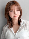 エアリーカールシースルーバングセミディ艶感ミルクブラウン