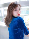 流しバング ベージュカラー ゆるふわウェーブ★★