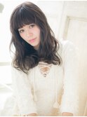 大人可愛い黒髪アッシュ韓国風鎖骨ミディアム20代30代40代c柏