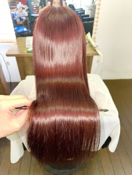 ルーツアイリー 心斎橋(ROOTS IRIE) 髪質改善　髪質改善カラー　コーラルピンク　艶髪　ストレート