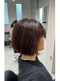扱いやすさ◎グラデーションボブ×インナーカラー☆白髪ぼかし可