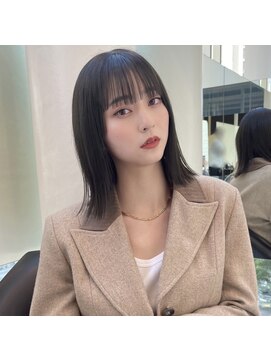 エストヘアーノエル 川崎店(est hair Noel) 切りっぱなしミディアム×暗めオリーブ