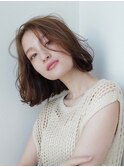 チョコグレージュ/20代30代大人かわいい/ミディアムレイヤー