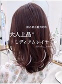 レイヤーカット◎髪質改善/チェリーレッド◎韓国風巻き◎本厚木