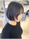 顔周りレイヤー姫カットストレートボブヘア赤羽美容室
