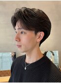 メンズセンターパートウルフセンターパートニュアンスパーマ襟足