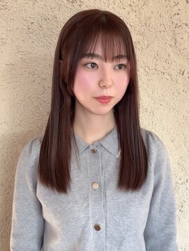 プリモ ココ 鍋島店(Primo coco.) 前髪カット ストレート 透明感カラー アッシュブラウン 縮毛矯正