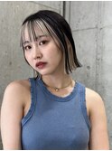 インナーカラーボブフェイスフレーミングミルクティーベージュ