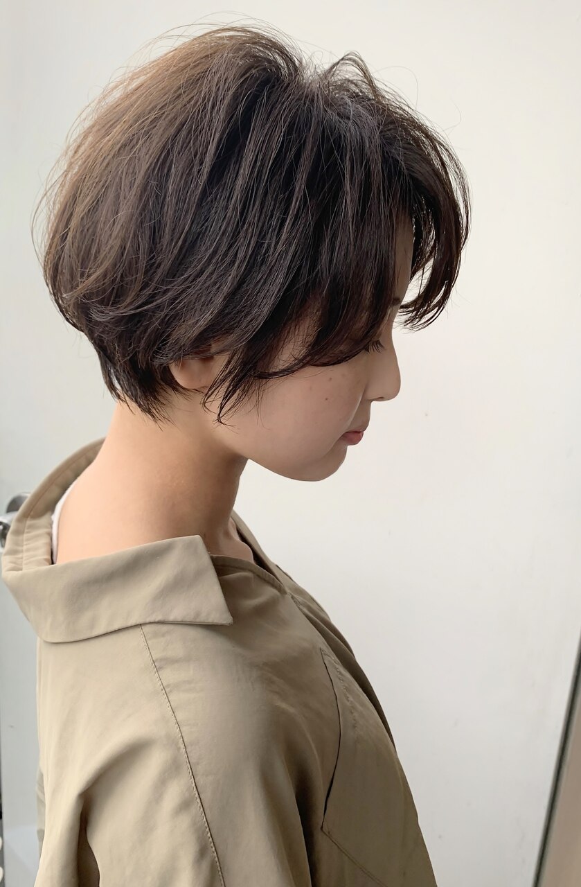 仙台美容室 KAIL】大人の小顔 ひし形ショートボブ 前髪なし