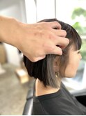 大人可愛い脱白髪染めハイライトイヤリングカラーシアーベージュ