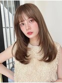 レイヤーカット/姫カットレイヤー/くすみベージュ/透明感カラー