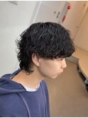 爽やかビジネスツーブロック無造作ナチュラル波巻きウルフ