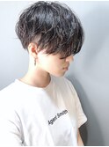 【morio池袋】アッシュブラックメンズライクマッシュパーマ