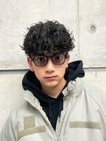 オーシャントーキョー シブヤジンナン(OCEAN TOKYO shibuya JINNAN) 黒髪スパイラルパーママッシュ
