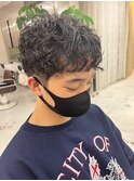 メンズカット　パーマ　束間ショート
