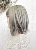 ぱつっとボブインナーカラーアンブレラカラーハイトーンホワイト