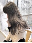 ブリーチなし地毛風カラー/前髪あり韓国風こなれミディ/新宿