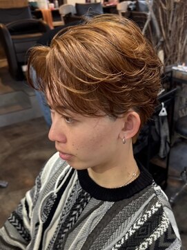 リット バイ フィフス 鹿児島中央駅店(Lit. by fifth) センターパートスパイラルパーマツーブロック刈り上げメンズヘア