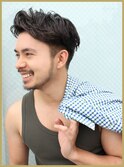 外国人風パーマウルフカルマパーマベリーショートダークアッシュ