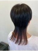 20代30代ネオウルフレイヤーカット黒髪暗髪くびれ