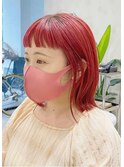 チェリーレッドダブルカラーインナーカラーケアブリーチ