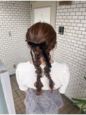 ツイン編みおろし 参列ヘア 推し活ヘア