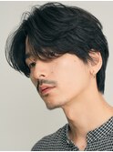 大人ゆるめニュアンスシャドウパーマメンズセンターパート