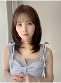 韓国前髪顔周り×ハッシュレイヤー　暗めカラー/酸性ストレート