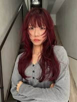 ハイプ(HYPE)&nbsp;ダブルカラー&ブリーチ/ハッシュカットレイヤー/ワインレッド