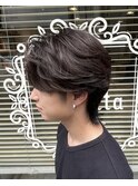 フェザーパーマ/ニュアンスパーマ/センターパート/メンズカット
