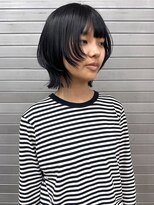 ロックス バイ マグ 松本(rocks BY MAG) ブリーチなしカラー◎ブルーブラック×透明感艶髪レイヤーボブ