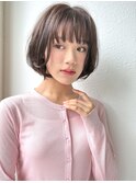 大人美人ショートボブ重めバング透明感カラー似合わせ夏p川口