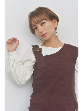 レブリイゼンコー イオンモール幕張新都心店(Reverie ZENKO) 耳掛けショート×ブラウンカラー×シースルーバング